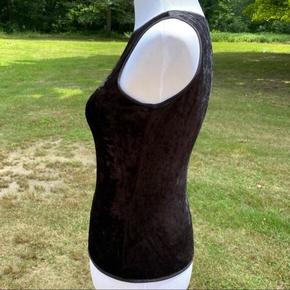 EMANUEL UNGARO TOP TANK BLACK VELVET SLEEVELESS STRETCH BATEAU NECK SIZE S (P) - Picture 5 of 9